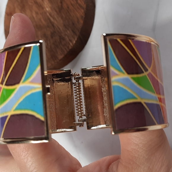 Multi-color Wide Hinge Cuff Bracelet - Picture 4 of 6